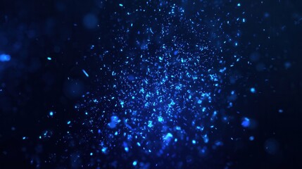 Obraz premium Small glowing blue fire ember scatter across dark background, cool ember glow flickers with fire sparks drifting calmly in the night