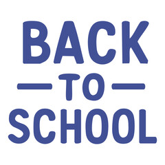 Stylish vector illustration of Back to School text with a unique, hand-drawn font style in a bold, deep blue color, perfect for educational designs and back-to-school promotions.