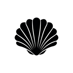 Sea scallops solid black vector icon. For any platform action promotion and advertising mockup. Isolated symbol sign used for: mobile, app, design, web, dev, ui, ux, gui. EPS 10. For your project. 