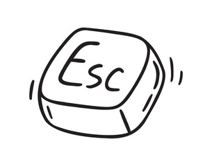 ESC button or Escape button icon doodle hand drawn. Outline line drawing clipart symbol