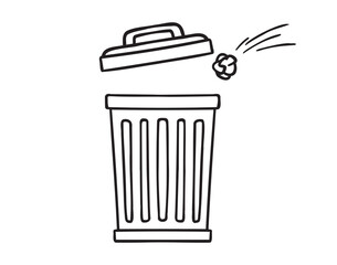 trash can icon doodle hand drawn. Outline line drawing clipart symbol