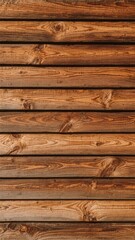 Naklejka premium Close-up of aged wooden wall with rich grain patterns, showcasing natural warmth and organic texture.