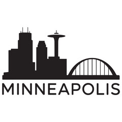 Obraz premium Vector Minneapolis skyline. Travel Minneapolis famous landmarks. Business and tourism concept for presentation, banner, web site. Vector black silhouette. with white background