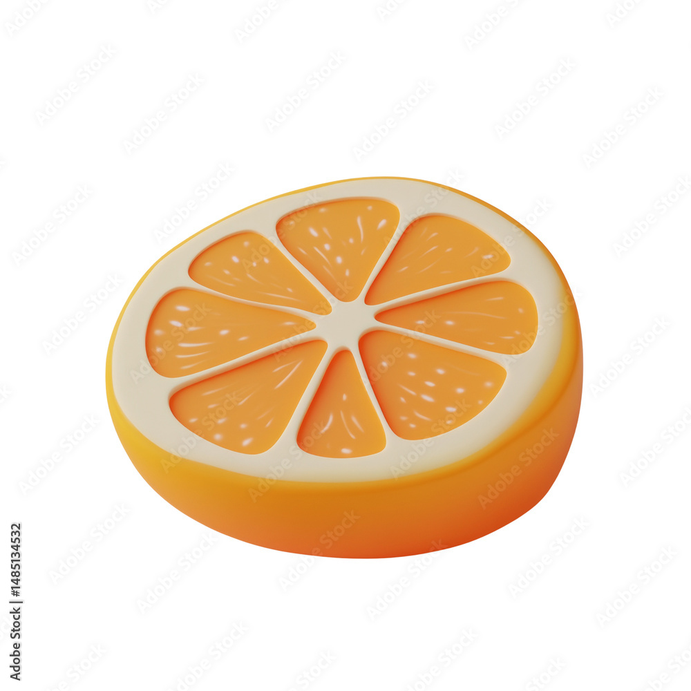 Aufkleber Vibrant Orange Slice Visual: A Refreshing 3D Rendering on Clear Backdrop