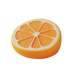 Vibrant Orange Slice Visual: A Refreshing 3D Rendering on Clear Backdrop