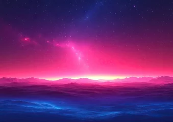 Selbstklebende Fototapeten Vibrant, otherworldly landscape of a distant planet. © Alokya
