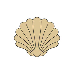 Sea scallops simple colored vector icon. For any platform action promotion and advertising mockup. Isolated symbol sign used for: mobile, app, design, web, dev, ui, ux, gui. EPS 10. For your project. 