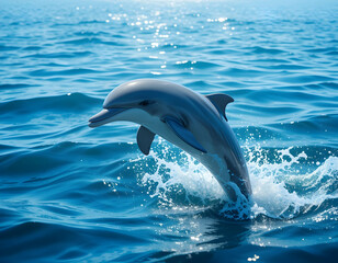 Dolphin Jumping Out of Water Sparkling in the Sun
