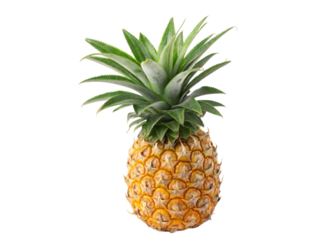 Ripe Pineapple with Green Crown Isolated Close-up Picture With PNG, Transparency and JPEG Background