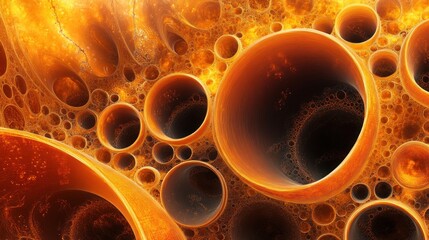 Abstract cellular structure, fiery orange