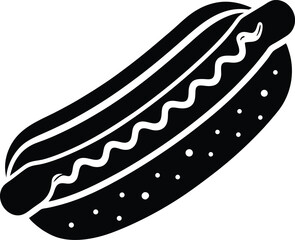 Classic Hot Dog Silhouette Icon Bold Black Flat Style Independence Day USA Theme