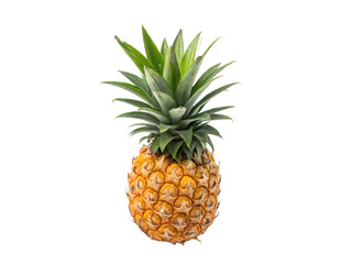 Fototapeta premium Ripe Pineapple with Green Crown Isolated Close-up Picture With PNG, Transparency and JPEG Background