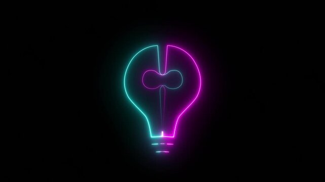 Brainstorm concept, method of generating ideas and sharing knowledge to solve a particular commercial or technical problem. Glowing neon line of Brainstorm icon isolated on transparent background.
