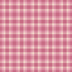 Classic plaid pattern in shades of pink. Versatile textile design for backgrounds, apparel, crafts, digital artwork. Seamless repeatable square texture.