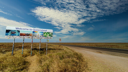 Welcome to Queensland traffic road sign