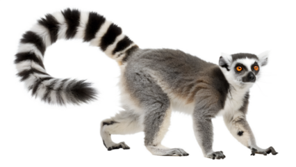 Madagascar Lemur with Striped Tail  isolated on transparent background Generative Ai PNG  Isolated Lemur Portrait
