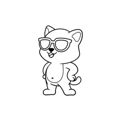 Fototapeta premium Cute cat wearing glasses with hands on his waist coloring book