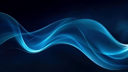 abstract blue wave flow animation on dark background for video overlay - Powered by Adobe