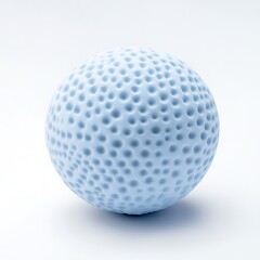 Light Blue Spherical Object Featuring Dimples with a White Isolated Background
