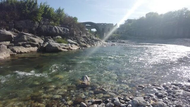 Mesi bridge and Kiri river in Albania