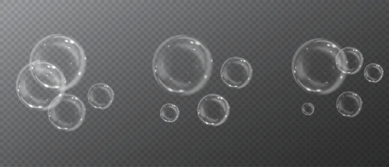 16:9 image Bubble PNG. Set of realistic soap bubbles. Bubbles on a transparent background. Vector soap bubbles. Water glass bubble realistic png 