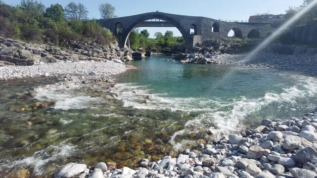 Mesi bridge and Kiri river in Albania