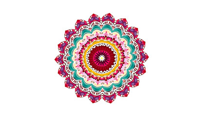 Vibrant Watercolor Mandala with Floral and Geometric Patterns