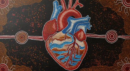 Heart Depiction in Aboriginal Dot Painting Style Evokes Vitality and Connection