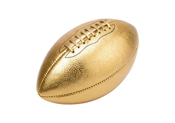 Shiny gold American football ball isolated on a transparent background png sport concept