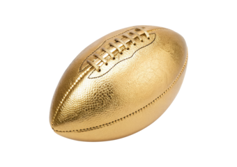 Shiny gold American football ball isolated on a transparent background png sport concept