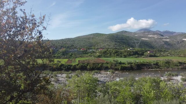 promenade around the Kiri river and Mesi bridge in Albania