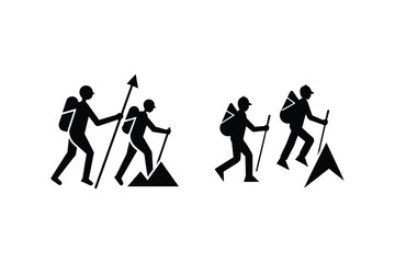 Outdoor Hiking Silhouettes in Motion