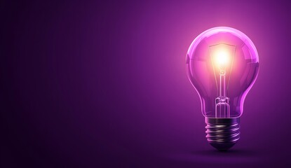 Glowing Purple Lightbulb on Dark Background