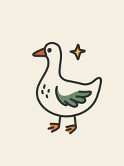 Goose with green wing