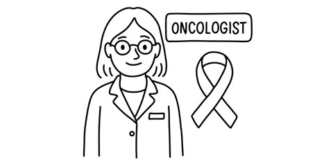 Oncologist with pink ribbon
