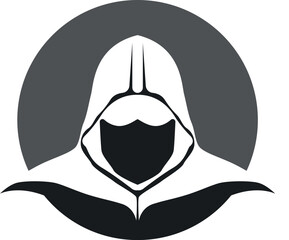 hacker logo design isolated on grey background