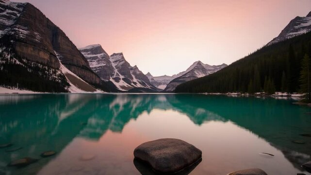 Time Lapse of Bow Lake Banff National Park Canada at Sunset