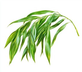 Obraz premium Green Variegated Leaves Branch Isolated on White Background