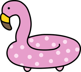 A pink flamingo-shaped swim ring icon in cartoon style.
Great for pool party invites, water-themed projects, and kids&rsquo; summer kits.