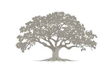 Fototapeta premium Mature oak tree, detailed illustration