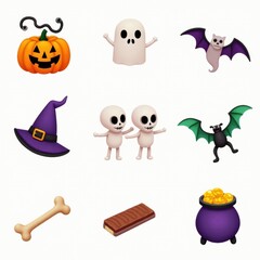 Fototapeta premium Halloween Emoji Collection