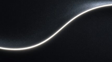 Glowing wave line on black, Curved illuminated stripe, Concept for flow, motion or digital waveforms
