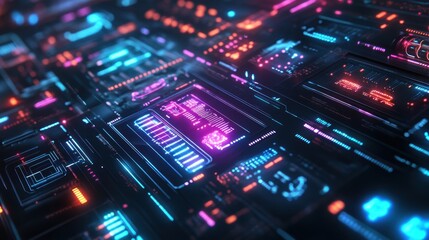 Fototapeta premium Holographic AI Interface with Futuristic Data Stream