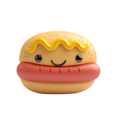 Cute and Friendly Hotdog Character isolated on White Background, Cartoon Style