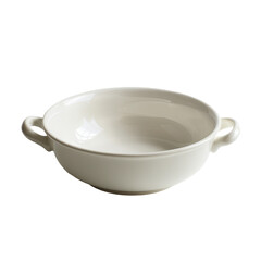 Elegant ceramic soup bowl with twin handles and glossy finish for refined dining experience, Isolated Transparent Background
