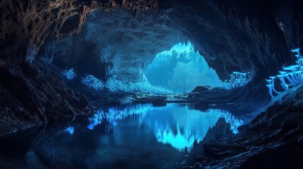 Abstract blue shapes on dark background