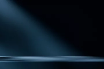 Dark abstract background studio interior room with light and shadow. Minimal luxury product stage platform mock up. 3d render of empty space showroom for business and technology brand placement. © hitdelight