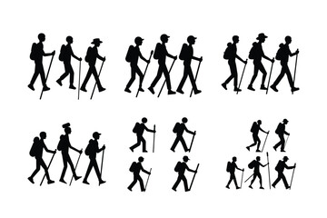 Clean Vector Hiking Silhouette Forest Path