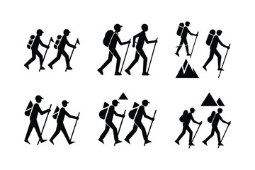Clean Vector Hiking Silhouette Outdoor Adventure