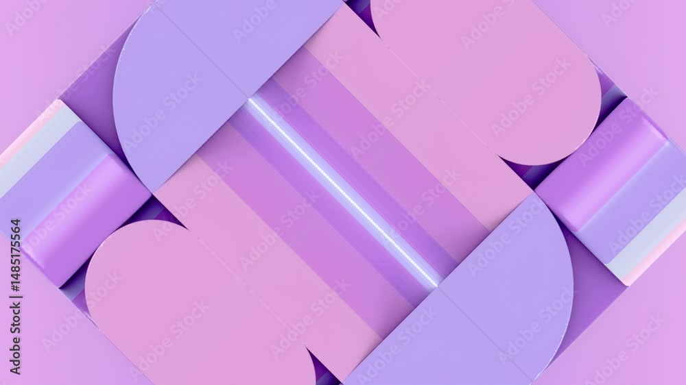 Aufkleber Optical art style loop animation. Colored shapes form a dynamic geometric pattern that transforms symmetrically. The composition is minimalistic, with precise rhythmic movement. 3d rendering 4K